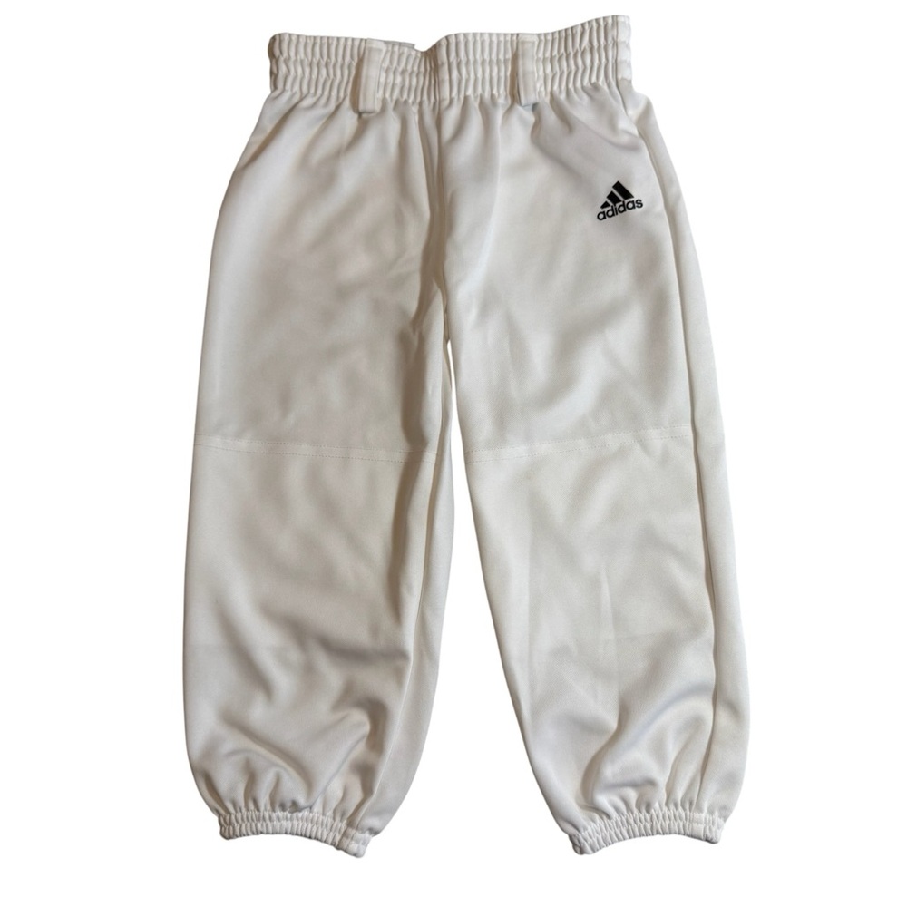 NWT Adidas Youth Baseball T-Ball Softball Pull-Up Pants 2XS Soil Release White